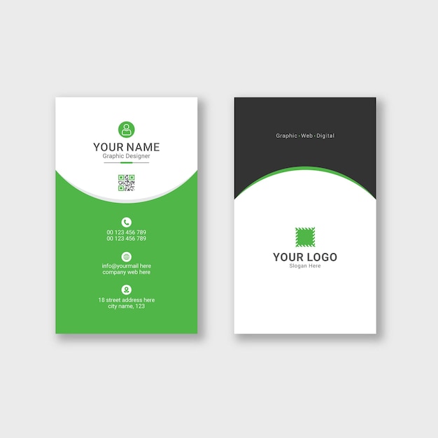 Modern vertical business card template design Premium Vector