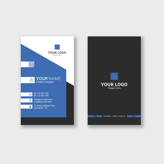 Modern vertical business card template design Premium Vector