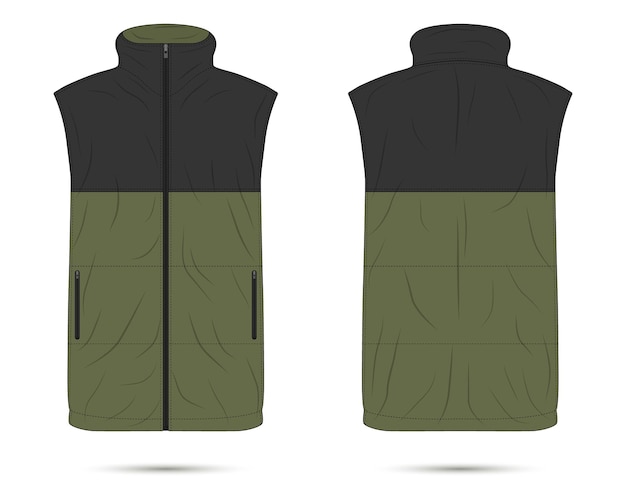 Vector modern vest mockup front and back view