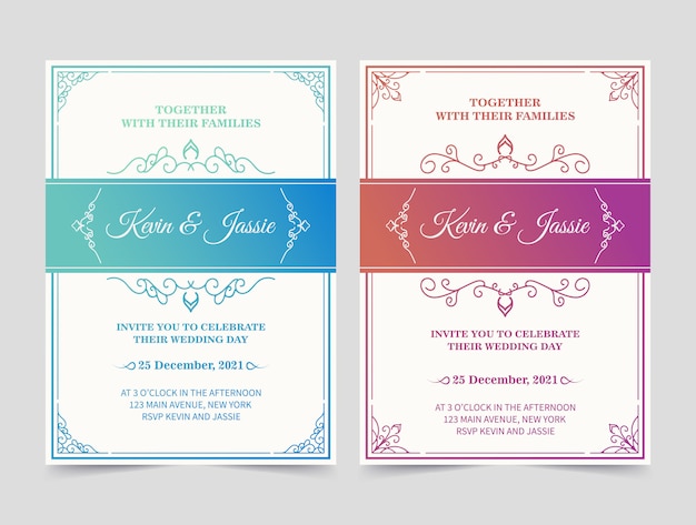 Modern vintage gradient vector invitation card template