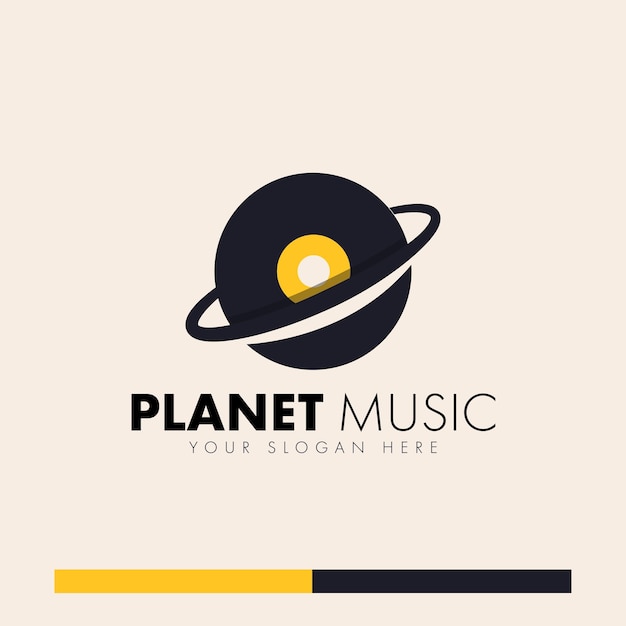 modern vinyl record music planet logo concept