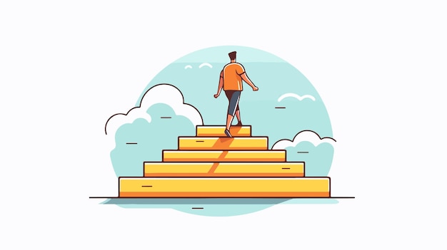 Modern Walk Up Stairs Symbol Vector Illustration Line Icon