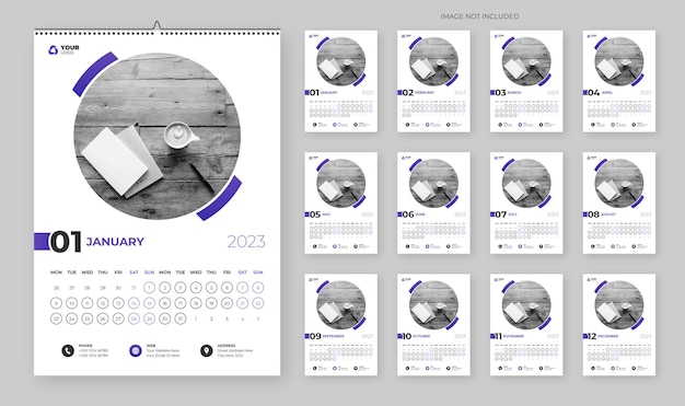 Modern wall calendar design for new year 2023 in business style