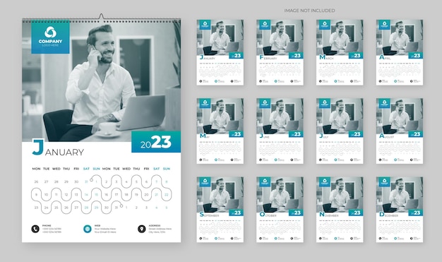 Modern wall calendar design for new year 2023 in business style