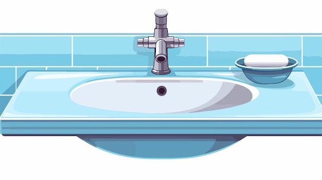 Vector modern washroom sink on white background cartoon illustration