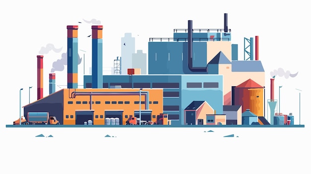 Modern WastetoEnergy Power Plant Vector Illustration