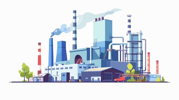 Modern WastetoEnergy Power Plant Vector Illustration