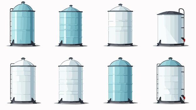 Vector modern water tank vector with tap on white background