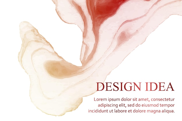 Modern watercolor background with abstract red ink waves