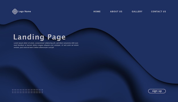 modern wavy landing page template design