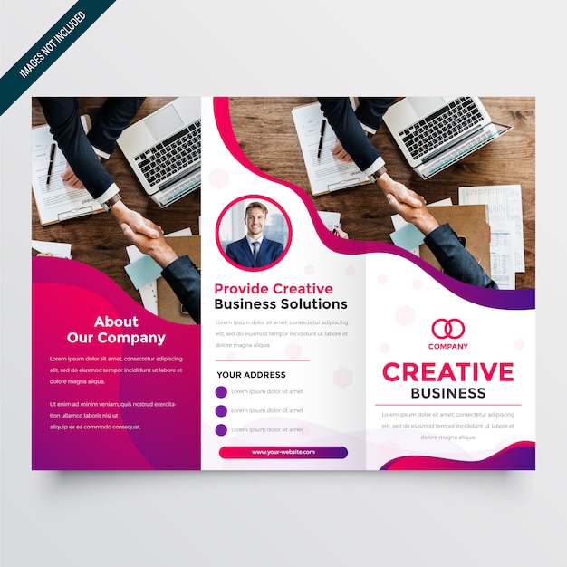 Modern wavy trifold business brochure