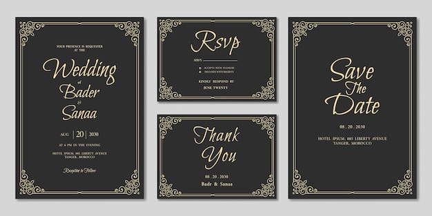 Modern Wedding Invitation Card Template with Beautiful Frames