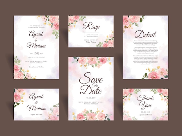 Modern Wedding Invitation Card Template with Beautiful Roses