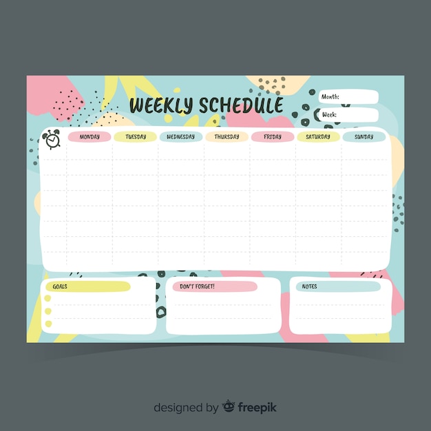 Modern weekly planner template with flat design