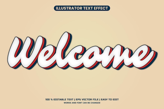 Modern welcome editable vector text effect