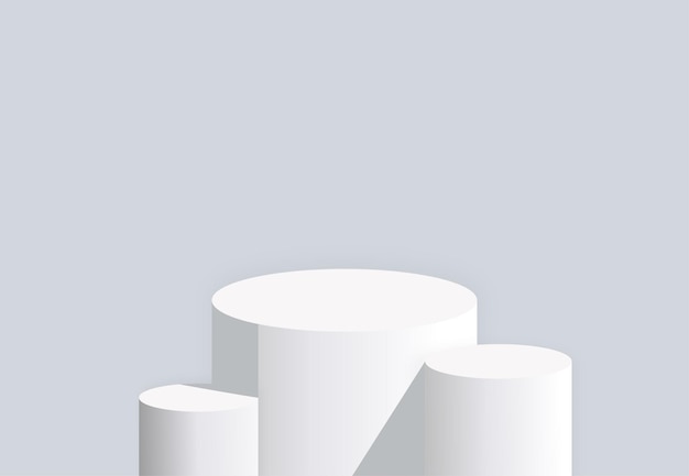 Modern white 3D realistic podium for your product showcase Vector illustration