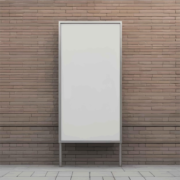 modern white blank poster on the wall of a large modern white brick wall 3 d render mock up verti