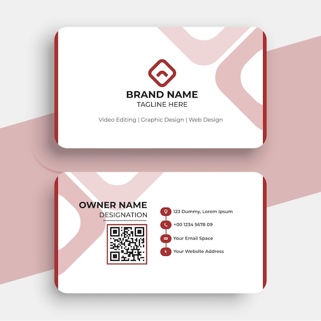 modern white and dark red business card