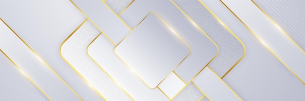 Modern white and gold abstract background Abstract geometric shape white gold background with light and shadow 3D layered for presentation design