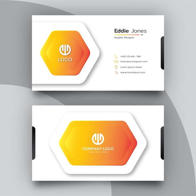 Modern white and orange business card design template