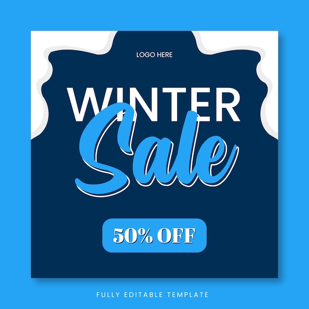 Modern winter sale vector post template, Fully editable