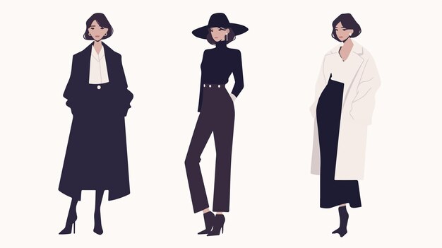 Vector modern woman in formal dressup 2d illustration