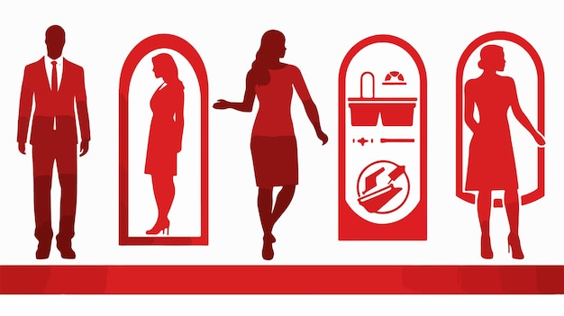 Modern Woman and Man Restroom Symbols Icon Set for Bathroom Facilities