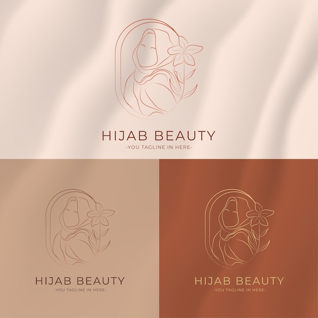 Modern women hijab beauty minimal logo template