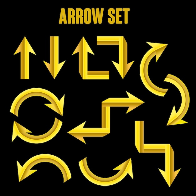 Modern yellow arrow set over black background