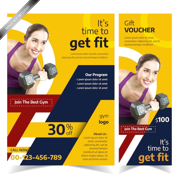 Modern Yellow Gym Flyer Template with Abstract Design