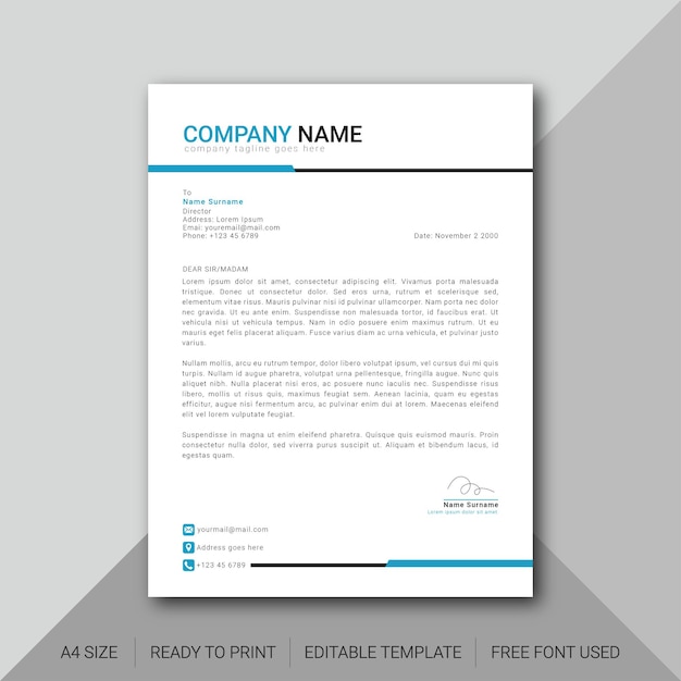 modern yellow minimal business letterhead template