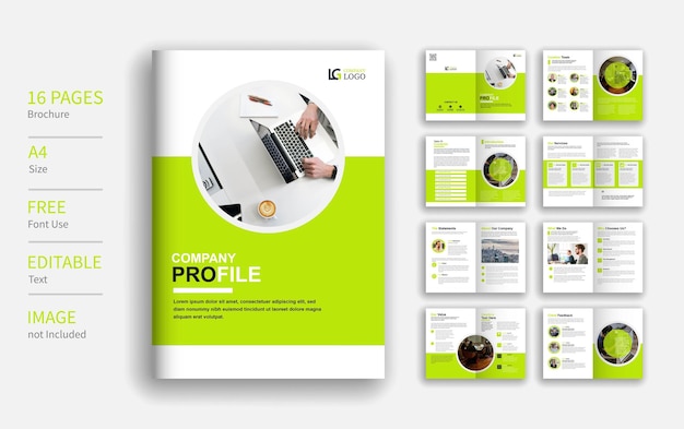 Modern yellow minimalist company profile brochure template layout a4 size