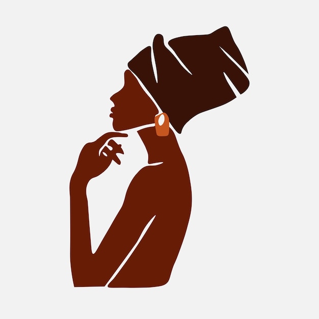 Modern Young African woman in elegant line art style vector