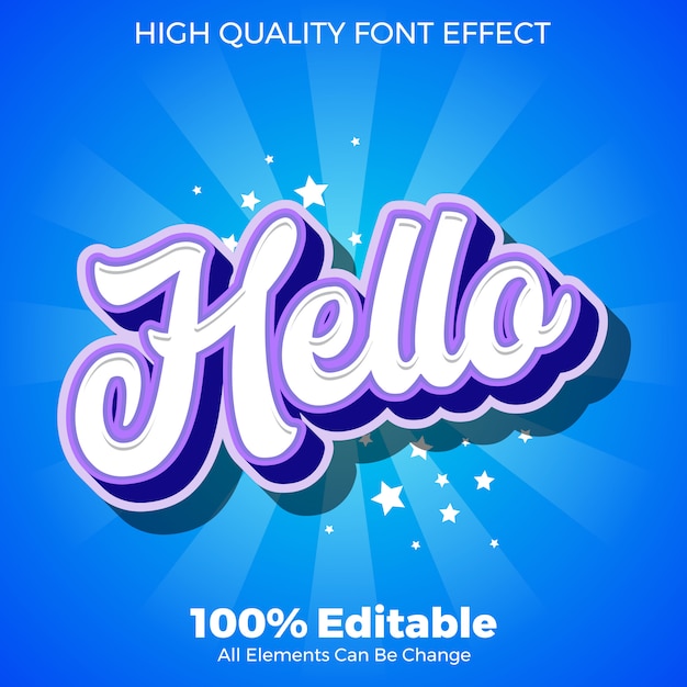 modern young hello script text style editable font effect