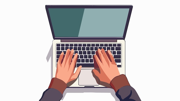 Modern Young Man Working on Laptop Vector Illustration