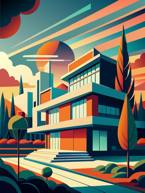 Vector a modernist bauhaus poster vector illustration flat 2