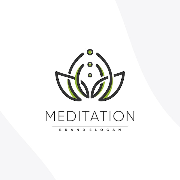 Moditation logo with lotus element concept Premium Vector