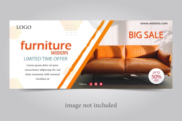 modren furniture for sale banner template premium vector flat design for social media