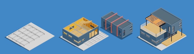 Modular frame building set isometric