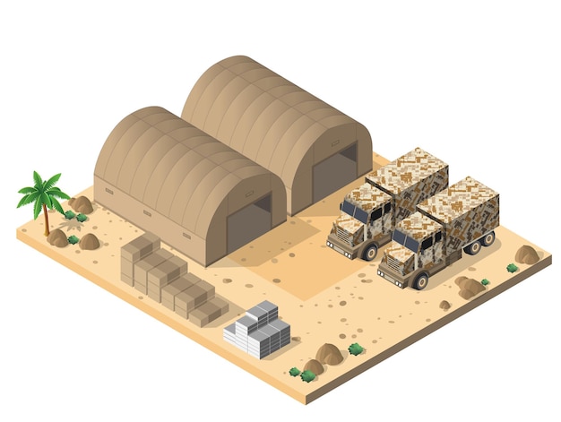 Module base camp object element for building design army armed