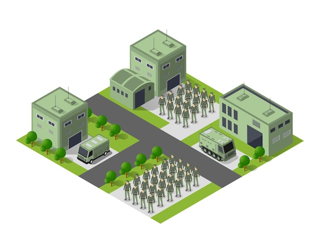 Module base camp object element for building design army armed