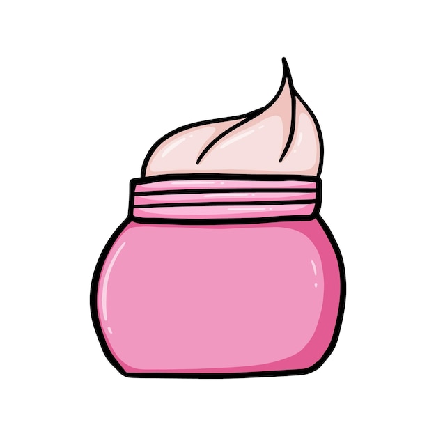 Moisturizing cream jar for face and body personal care cosmetics doodle linear cartoon coloring