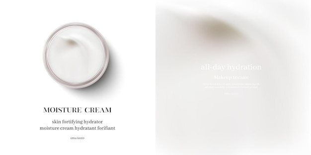 moisturizing cream or swirl cosmetic cream, top view .