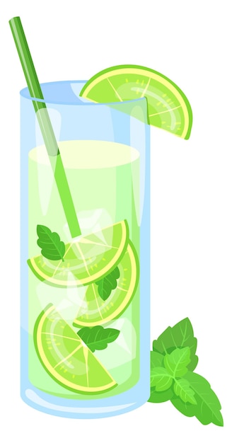 Mojito glass Fresh cocktail drink cartoon icon