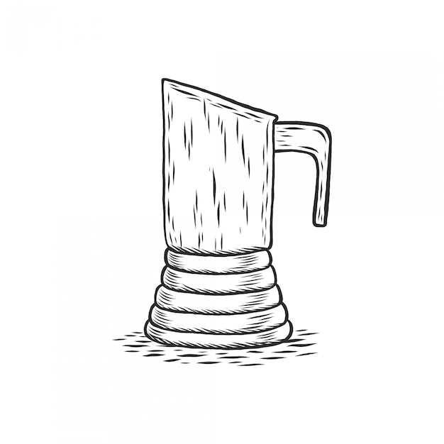 Moka Pot Hand Drawing Engraved