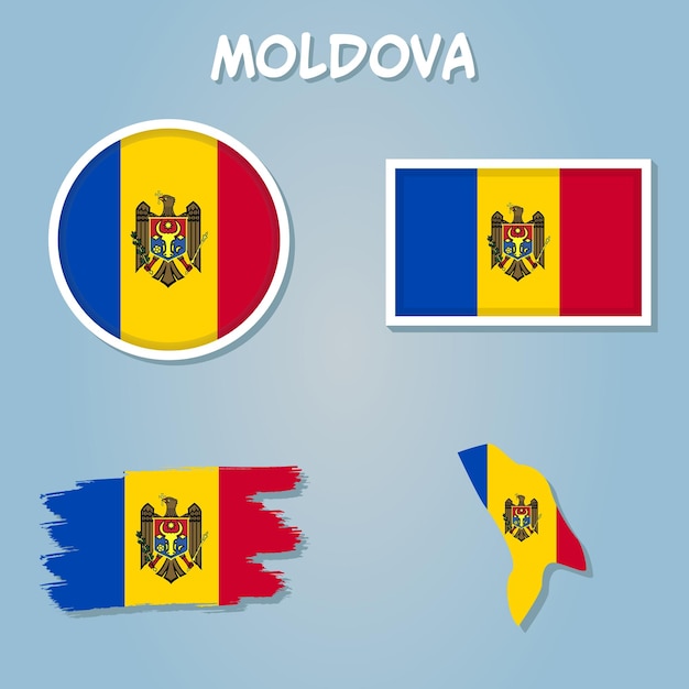 Moldova flag inside the Moldovan map borders vector illustration