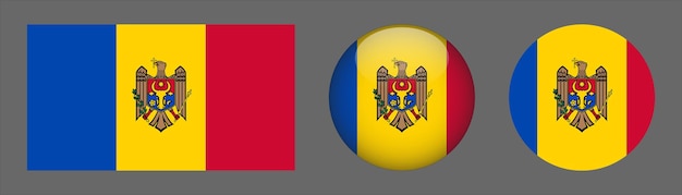 Moldova Flag Set Collection Vector