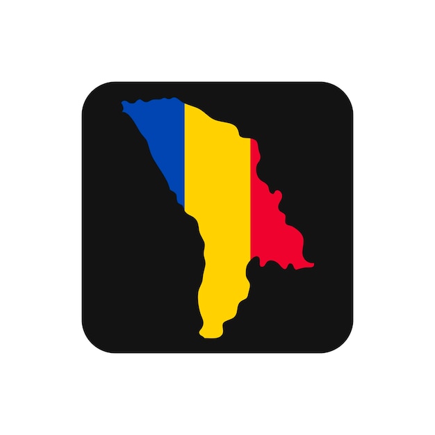 Moldova map silhouette with flag on black background