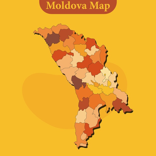 Moldova map vector with regions and cities lines and full every region