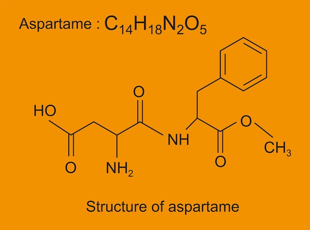 Molecular formula of Aspartame structure and skeletal formula